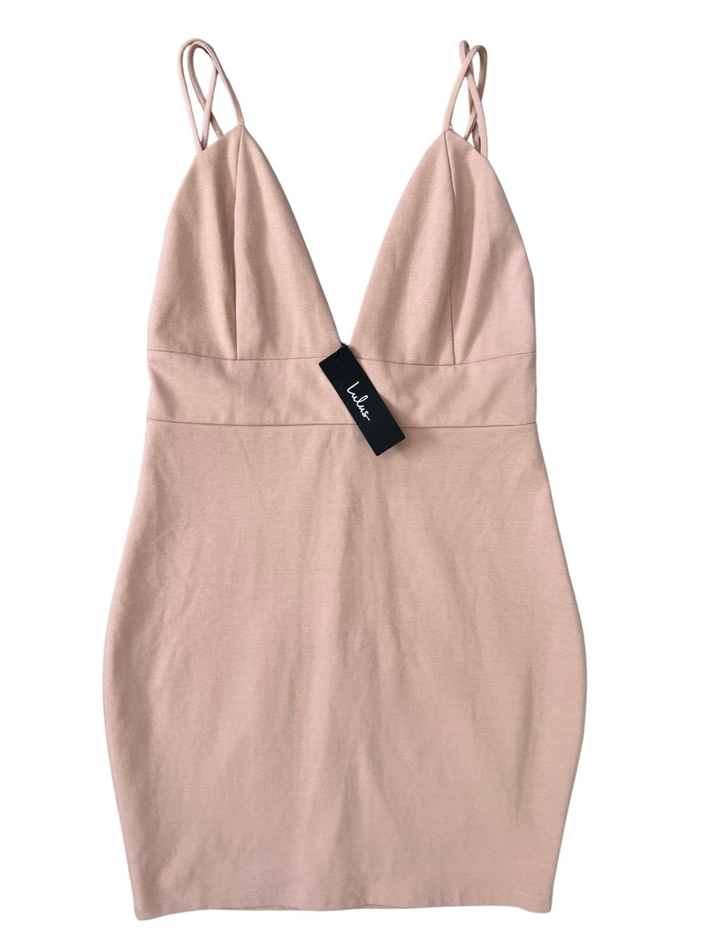 Lulu’s Strappy Bodycon Mini Dress NWT Large Dusty Pink